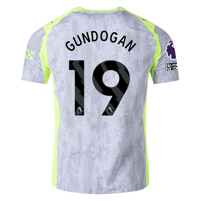Puma Manchester City Authentic Gundogan Third Jersey w/ EPL + No Room For Racism 25/26 (Cool Weather/Pro Green) | SoccerWearhouse