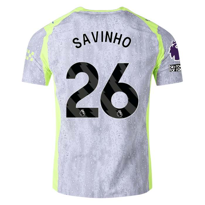 Puma Manchester City Authentic Savinho Third Jersey w/ EPL + No Room For Racism 25/26 (Cool Weather/Pro Green) | SoccerWearhouse