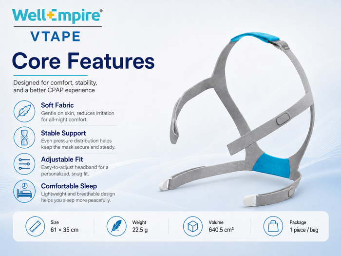 Replacement CPAP Headgear Compatible with AirFit F30 Mask – Adjustable Soft Strap