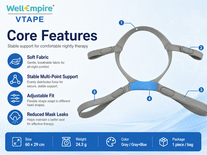 Replacement CPAP Headgear Compatible with AirFit F40 Mask – Adjustable Soft Strap