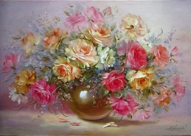 Romantic flowers in a Vase Paint By Numbers Kit