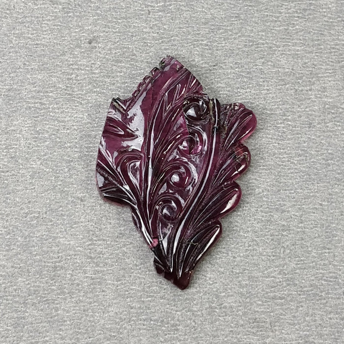 Rubellite Tourmaline Gemstone Carving : 19.20cts Natural Pink Tourmaline Hand Carved Uneven Shape 36*23mm