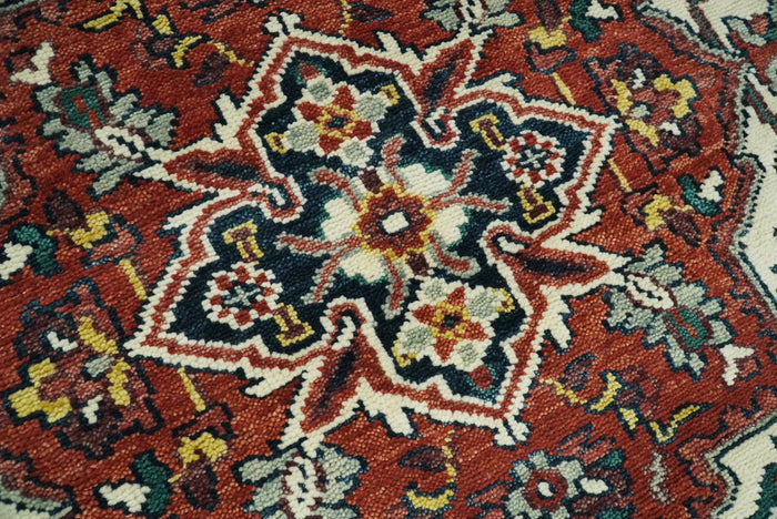 Hand Knotted Antique 8x10 Ivory and Rust Traditional Persian Area Rug | TRDCP89810 - The Rug Decor