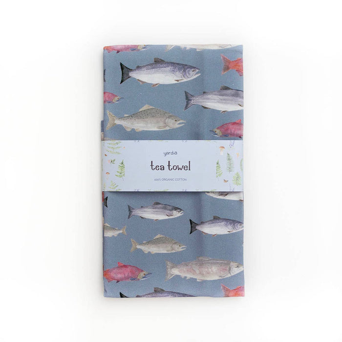 Salmon Tea Towel - Organic Cotton Kitchen Towel