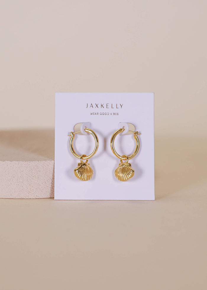Seashell Hoop Earrings - 18k Gold Plated