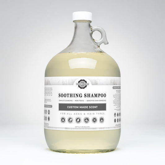Rustic Strength, Soothing Shampoo, 128oz Glass, Custom Made Scent