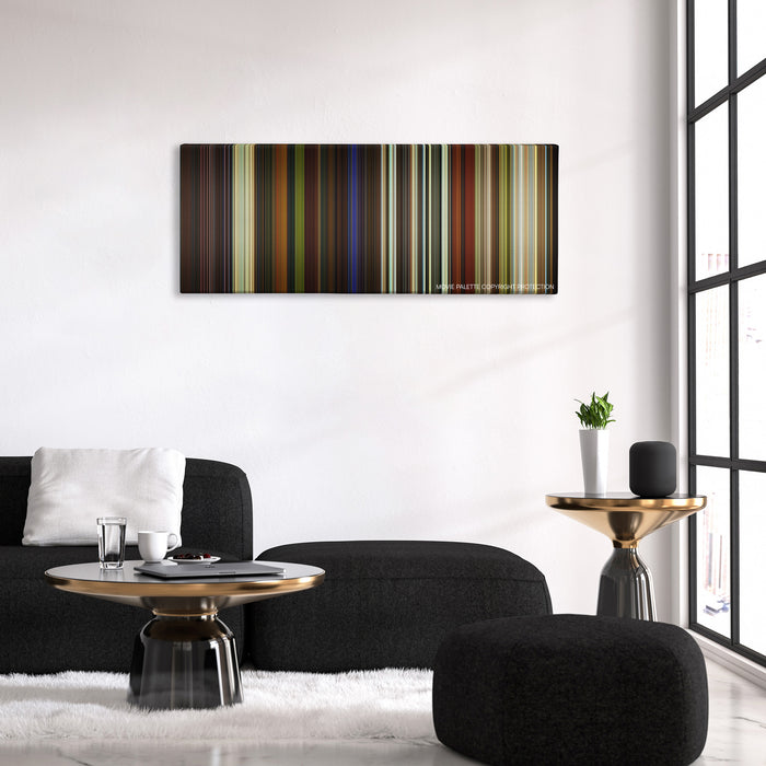 Star Trek: Generations color palette canvas above a black sofa with a gold-topped table