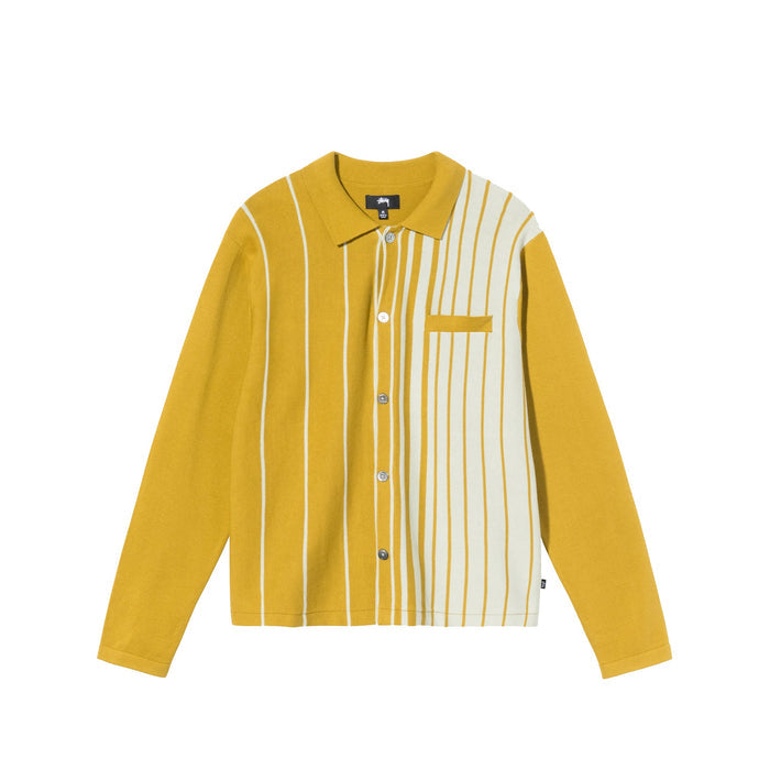 Stussy Striped Knit L/S Shirt Mustard