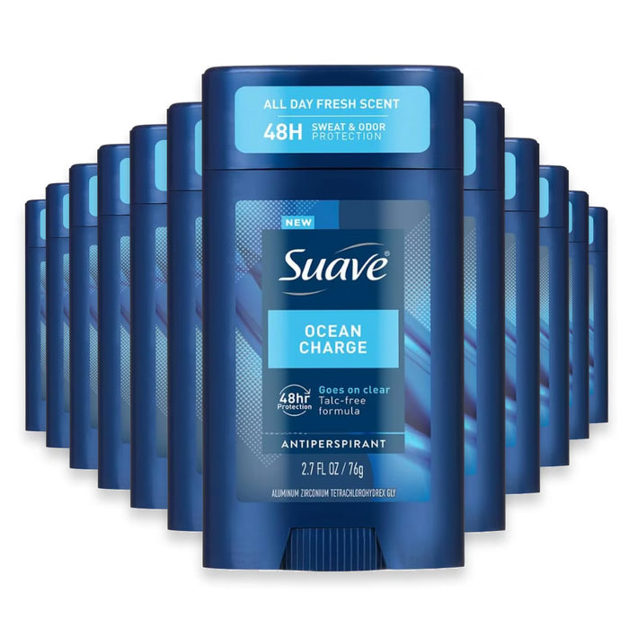 Suave Men Ocean Charge Antiperspirant Deodorant - 2.7 oz - 12 Pack