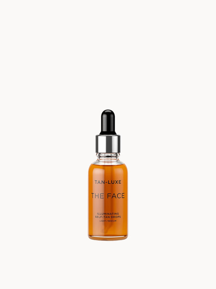 Tan-Luxe The Face Illuminating Self-Tan Drops 30ml in Light/Medium, a natural-looking self-tanner for a radiant glow on the face.