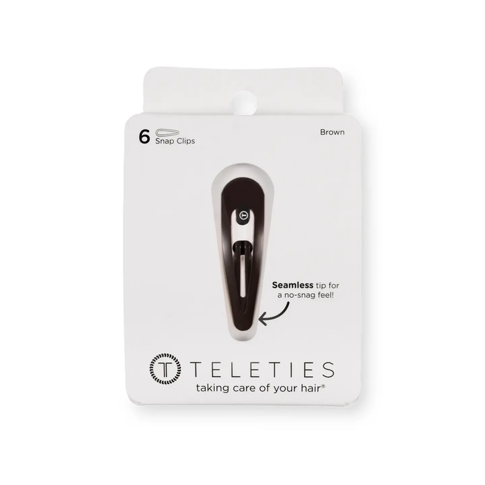 Teleties Snap Clip | Brown | 6 Count