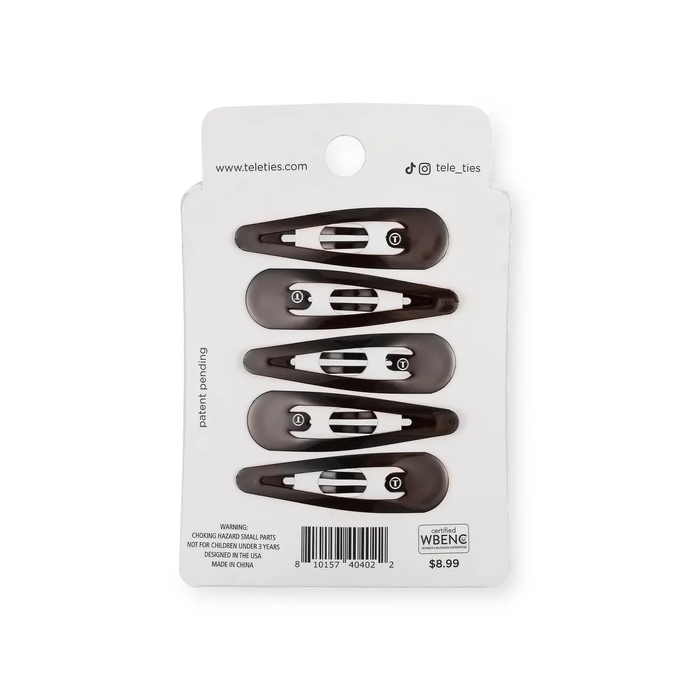 Teleties Snap Clip | Brown | 6 Count