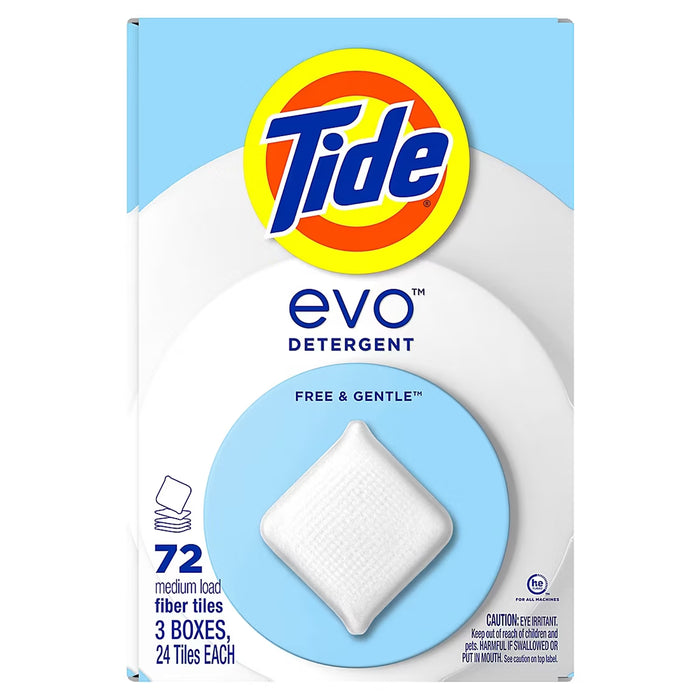 Tide evo Free & Gentle Super-Concentrated Laundry Detergent Tiles, 72 ct.