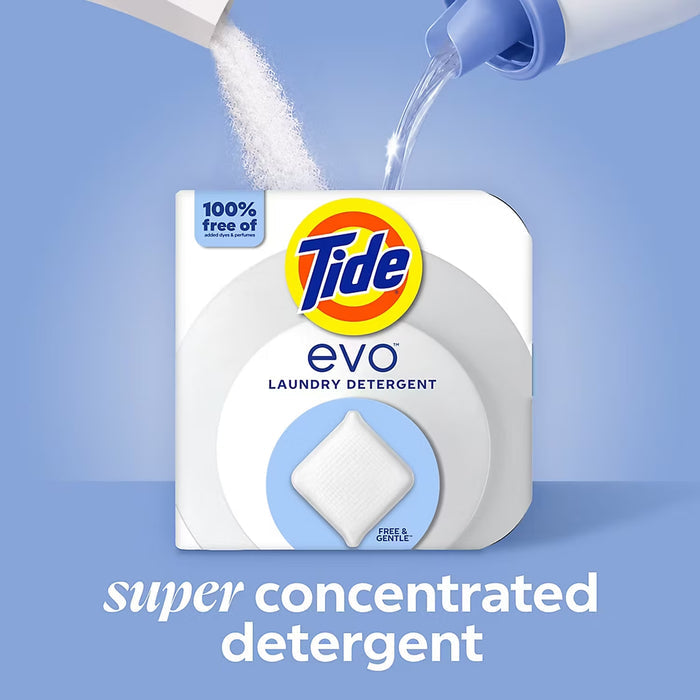 Tide evo Free & Gentle Super-Concentrated Laundry Detergent Tiles, 72 ct.
