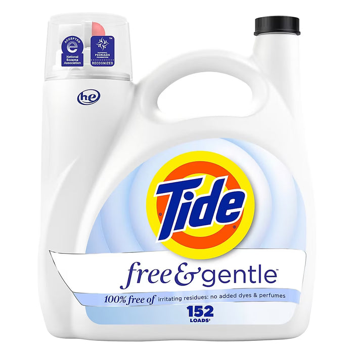 Tide Free & Gentle Liquid Laundry Detergent, Unscented, 152 Loads, 170 fl. oz.