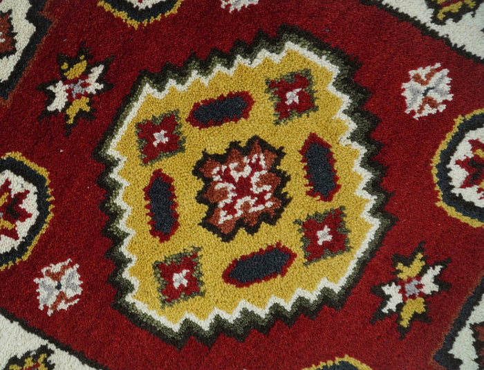 Hand Knotted Antique Kazak Runner Red and Ivory Traditional Tribal Armenian Rug | KZA5 - The Rug Decor