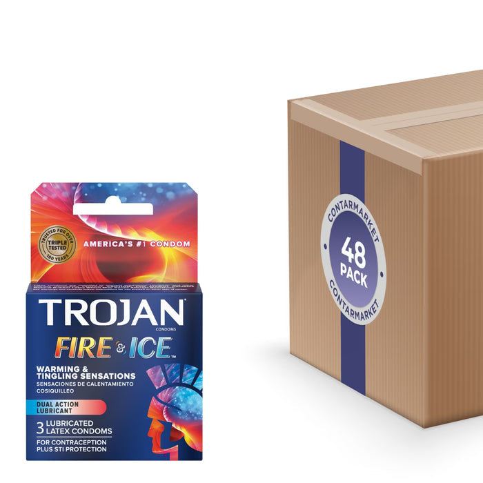 Trojan Fire & Ice Dual Lubricated Condoms - 3 Ct - 48 Pack