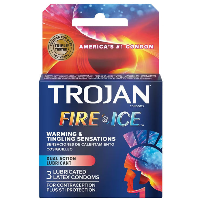 Trojan Fire & Ice Dual Lubricated Condoms - 3 Ct - 48 Pack