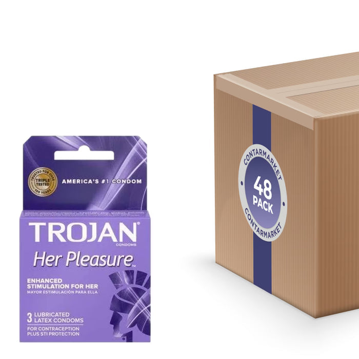 Trojan Her Pleasure Sensations Condoms - 3 Ct - 48 Pack