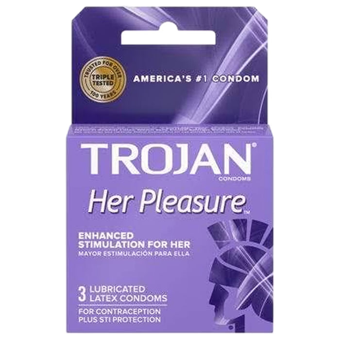 Trojan Her Pleasure Sensations Condoms - 3 Ct - 48 Pack
