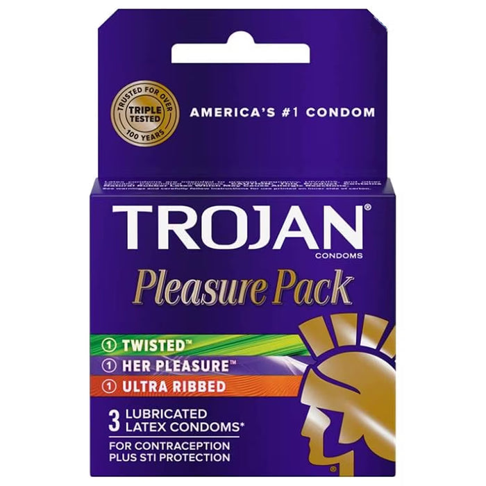 Trojan Pleasure Pack Lubricated Latex Condoms - 3 Ct - 48 Pack