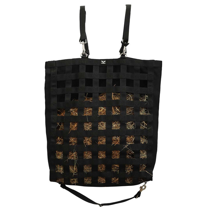 TuffRider 1 3/4" Supreme Nylon Web Front Slow Feeder Horse Hay Bag with Ripstop Fabric Back and webbing Bottom