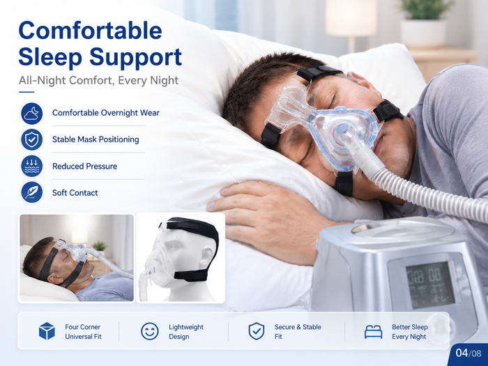 Universal Replacement CPAP Headgear for 4-Point Masks – Adjustable Soft Headband