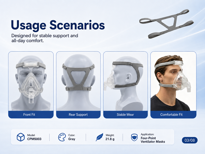 Universal Replacement CPAP Headgear for 4-Point Masks – Adjustable Soft Strap