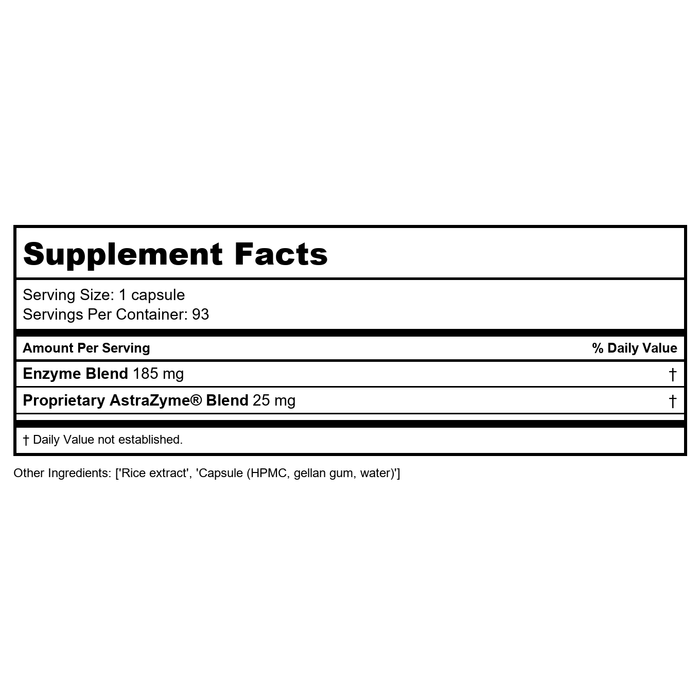US Enzymes Serraxym 93c - Supplement Facts panel