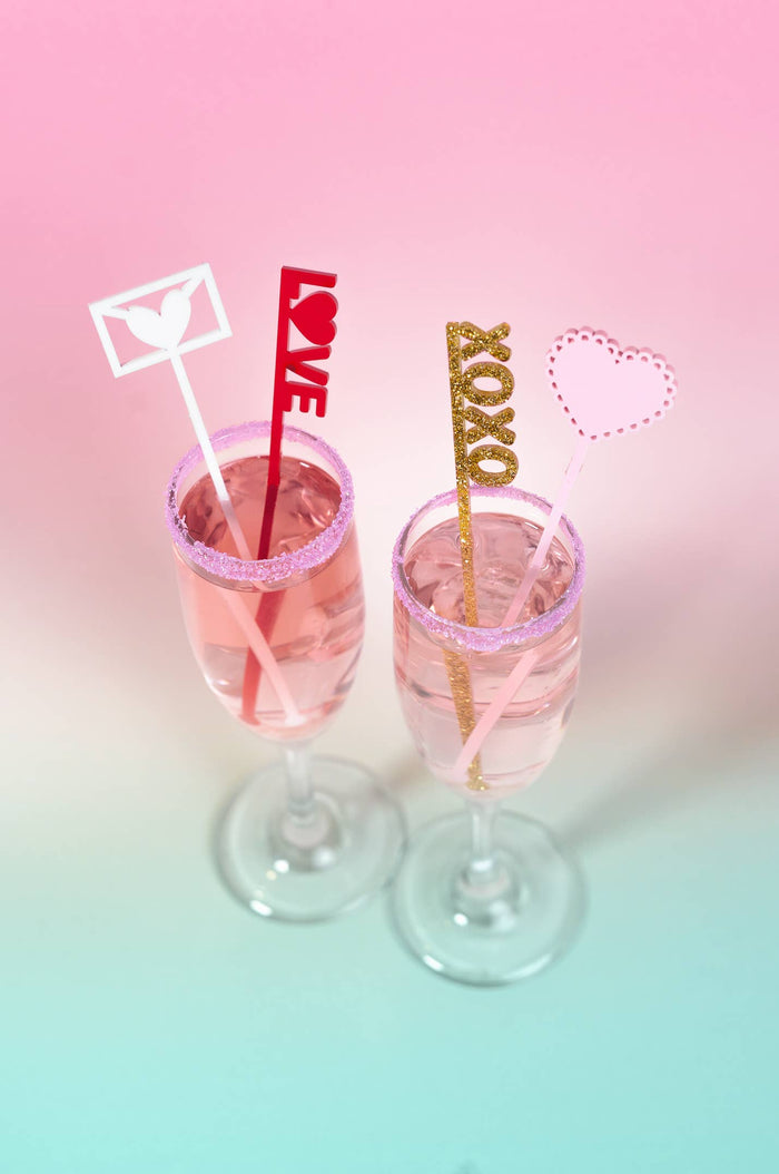 Valentines Swizzle Sticks -Galentine Beverage Drink Stirrers