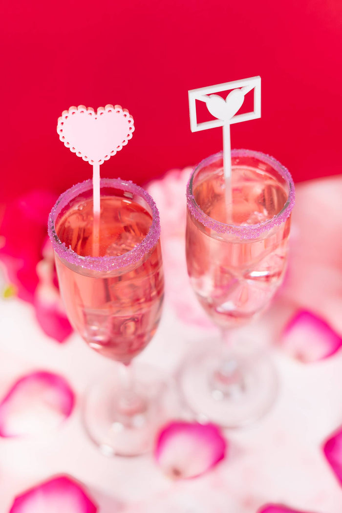Valentines Swizzle Sticks -Galentine Beverage Drink Stirrers