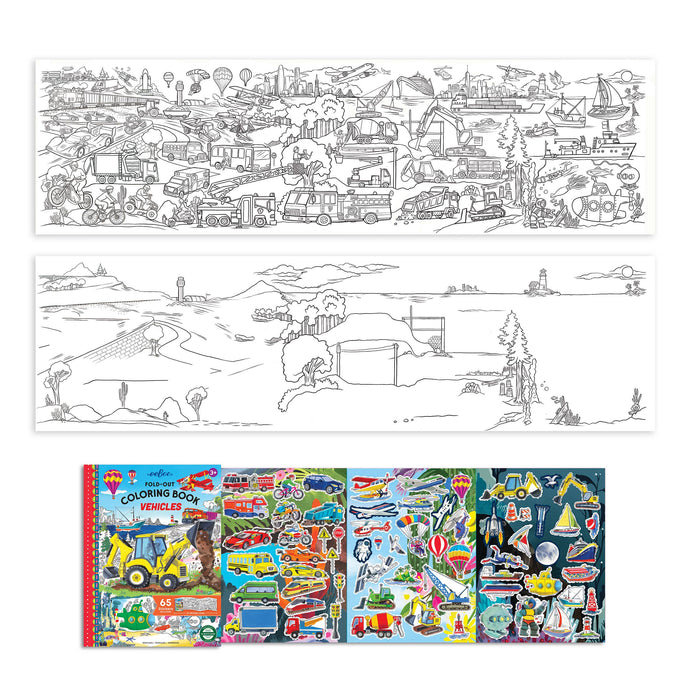 Vehicles Fold-Out Coloring Book