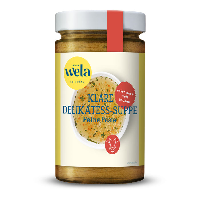 Wela Klare Delikatess-Suppe Feine Paste im großen XL-Glas