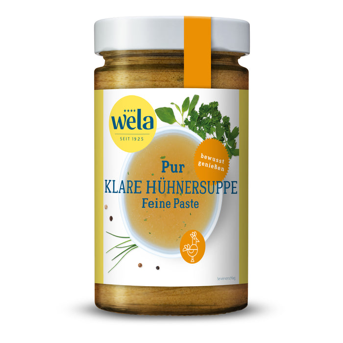 Wela Klare Hühnersuppe Pur Feine Paste im großen XL-Glas