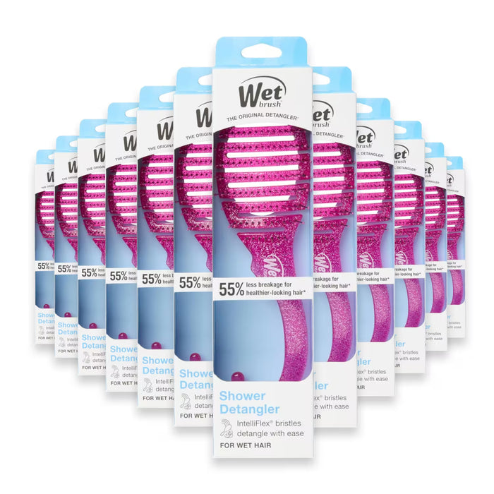 Wet Brush Shower Detangler Hair Brush Pink Glitter - 1 Ct - 24 Pack