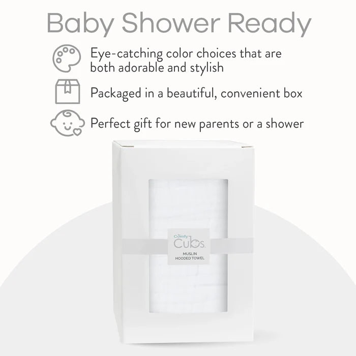 White Hooded Muslin Towel - Single