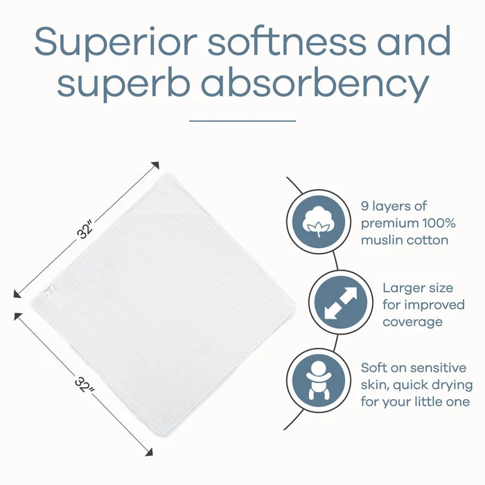 White Hooded Muslin Towel - Single