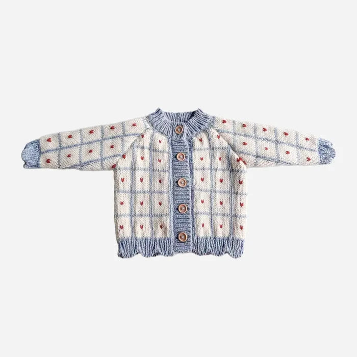 Windowpane Heart Baby Cardigan